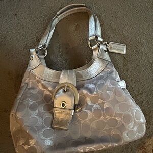 Coach Metallic Silver Shoulder Bag